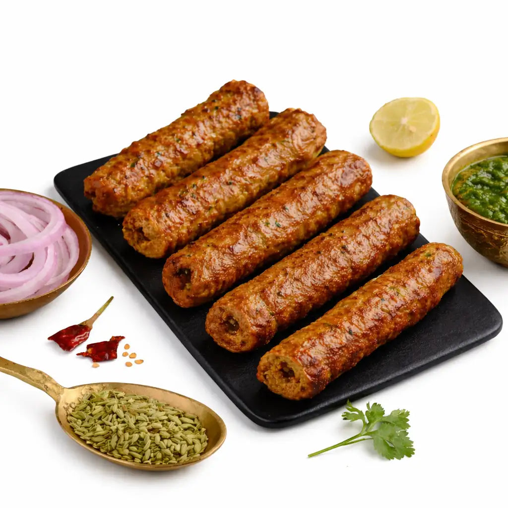 Ready to Cook Mutton Seekh Kabab 4 Pieces – Premium Goat Mince Kebabs